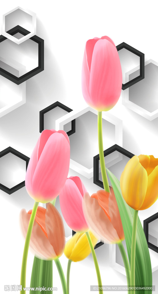3d玄关花朵背景墙