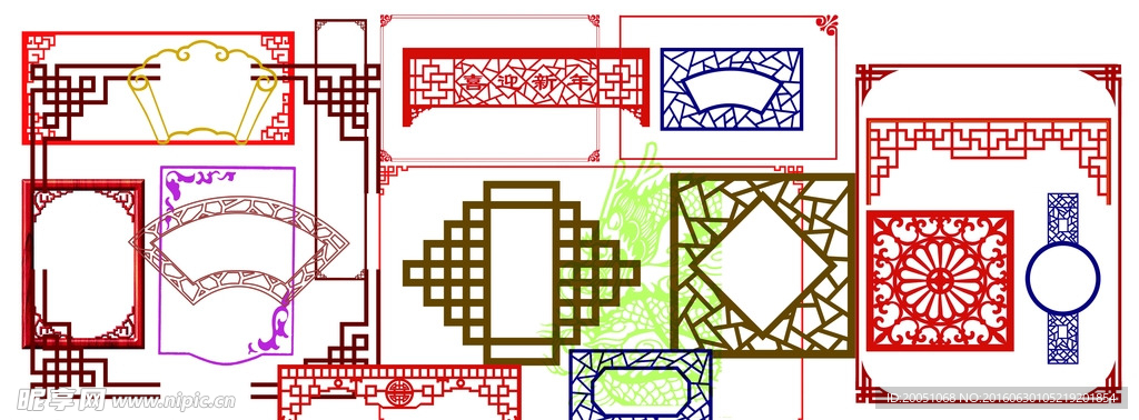 中国古典边框 花窗 中国风