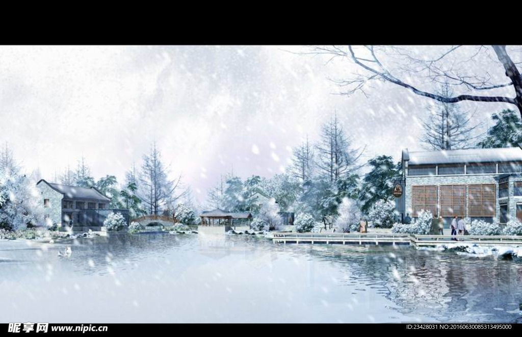 度假村雪景 冬季风光