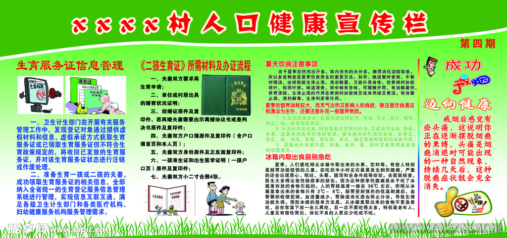 人口 健康 宣传栏 绿色背景