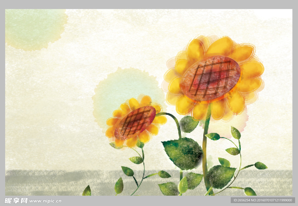 韩国手绘向日葵插画
