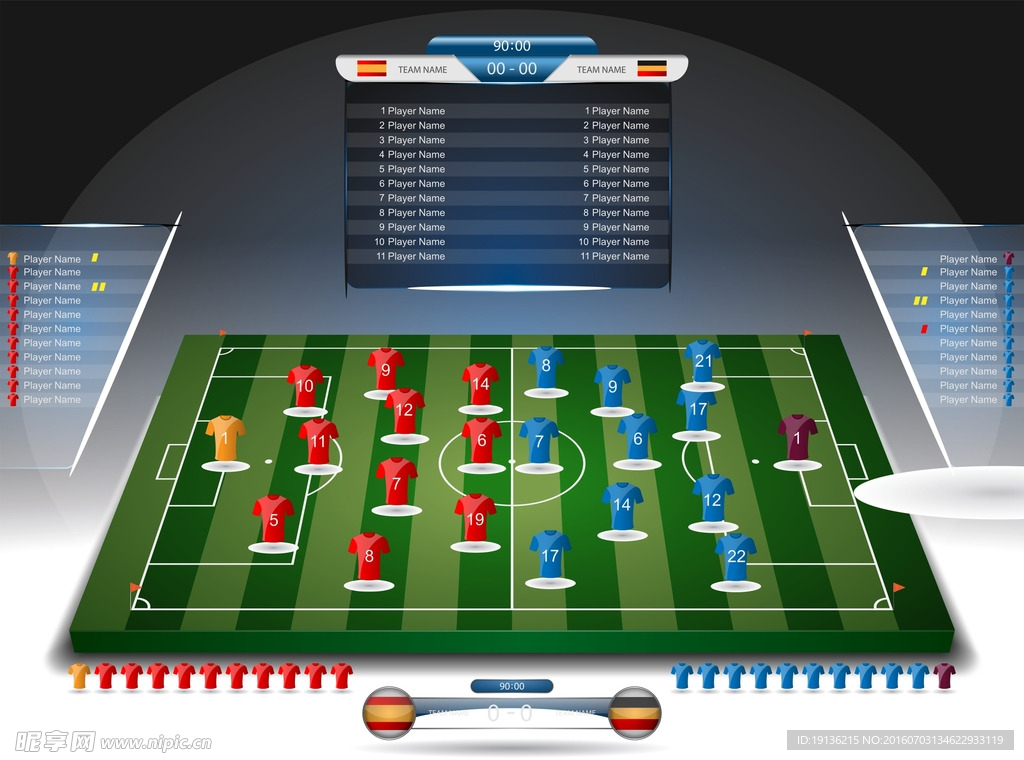 精美足球游戏界面展示矢量素材