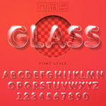 透明玻璃质感字母设计矢量