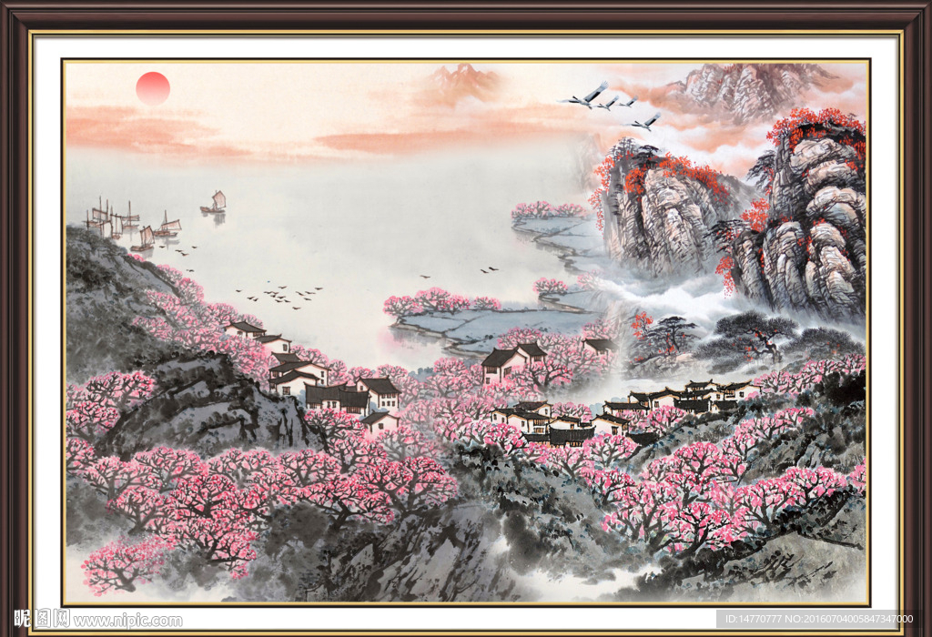 国画风景 满山红