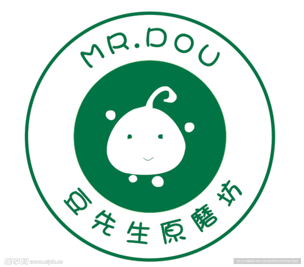 豆先生原磨坊logo卡通豆子