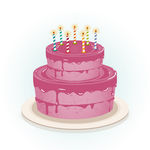 粉色生日蛋糕蜡烛