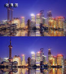 梦幻上海东方明珠高楼夜景视频