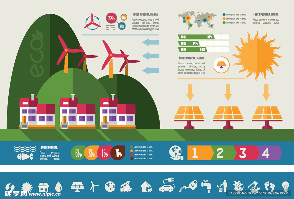 生态能源信息图矢量