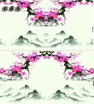 水墨山水梅花风景国画特效视频