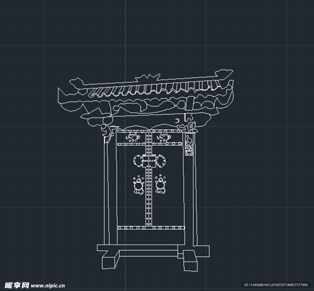 仿古大门 cad