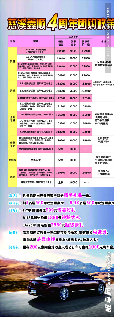 别克 慈溪鑫顺4周年团购政策