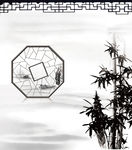 国画水墨画万字阁墨竹AI