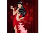 美女品酒图矢量文件
