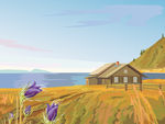 手绘田园风景