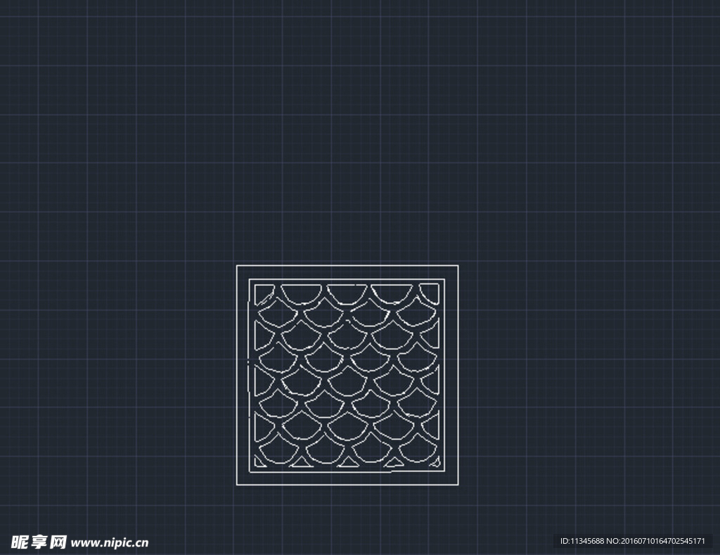 中式雕花鱼鳞窗户 cad