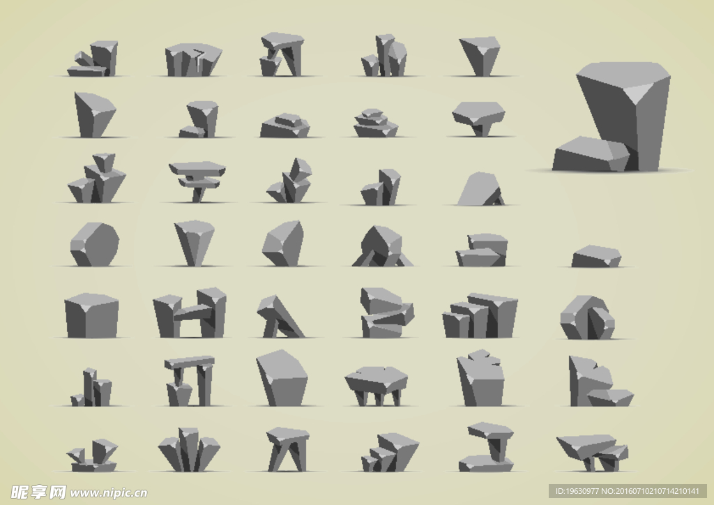 卡通 石头 石堆 立体 动漫