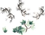 水墨树叶 水墨竹子