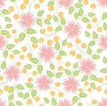 粉绿花朵枝叶印花图案