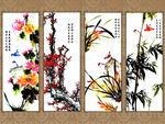 梅兰竹菊四君子挂画