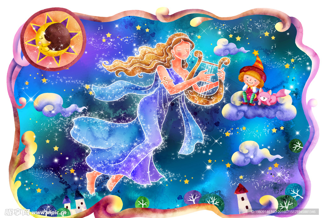 手绘卡通12星座处女座