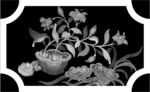 如意灵芝兰花玫瑰花牡丹石雕灰度