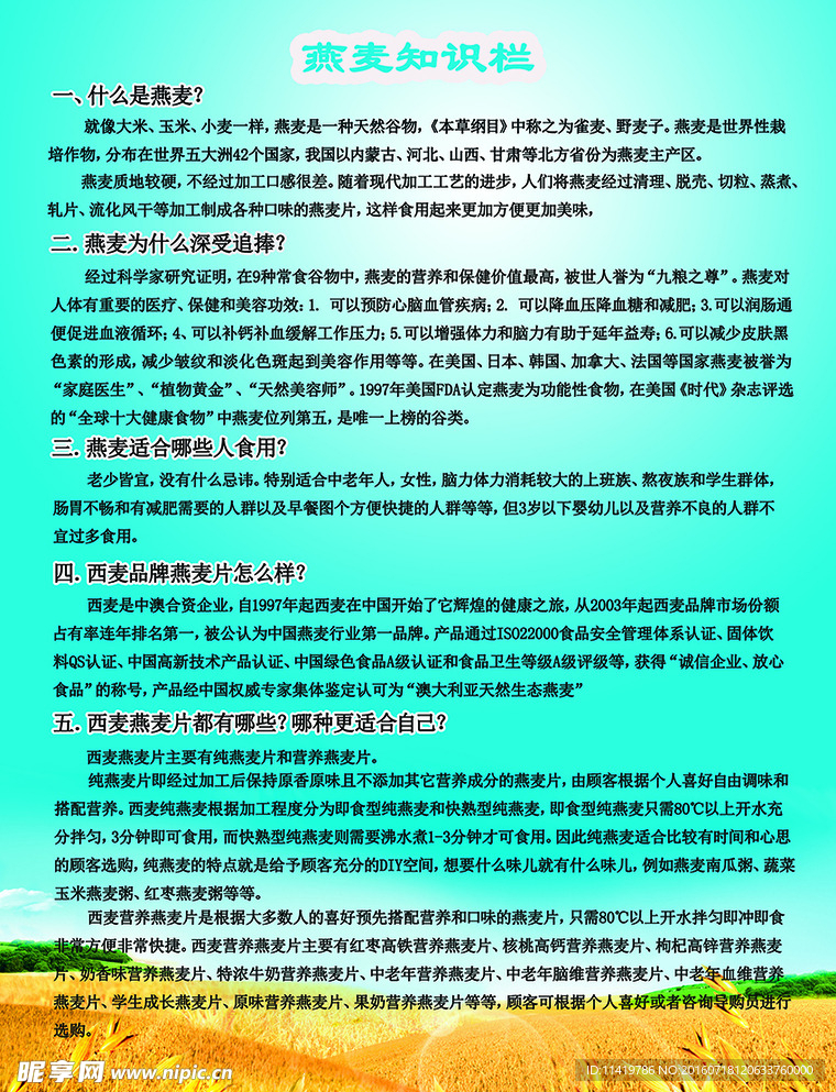 燕麦反面传单