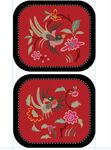 红底花鸟图案