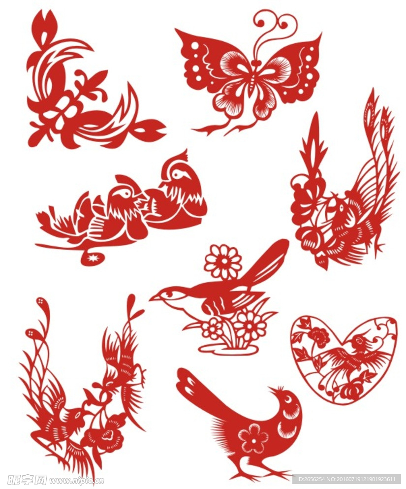 中国古典花鸟剪纸