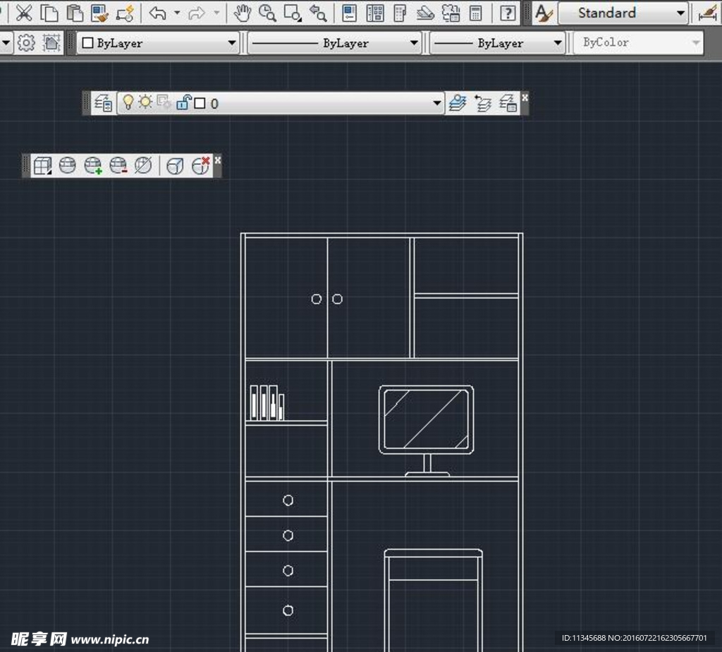 电脑桌 cad