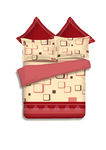 红色格子图案床上用品四件套模型