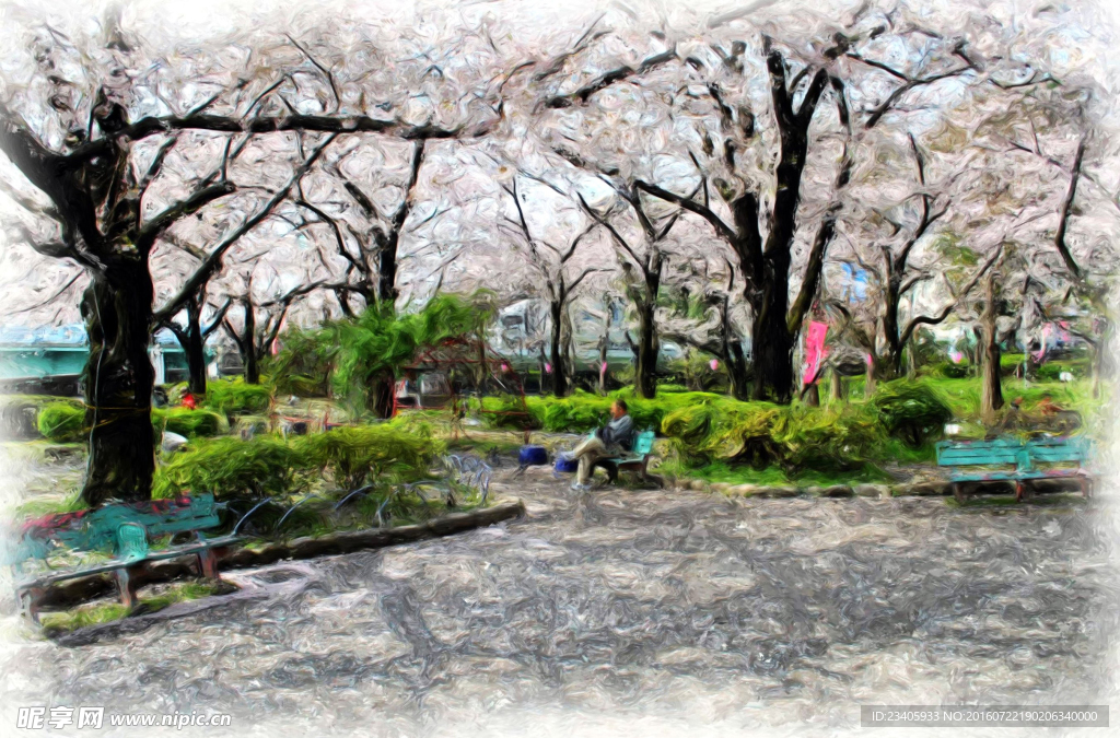 唯美意境林荫油画装饰画