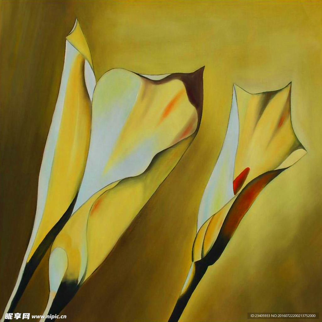 黄色百合花油画装饰画