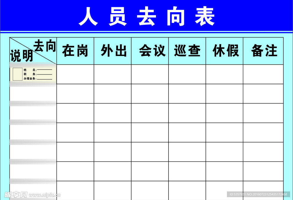 人员去向表
