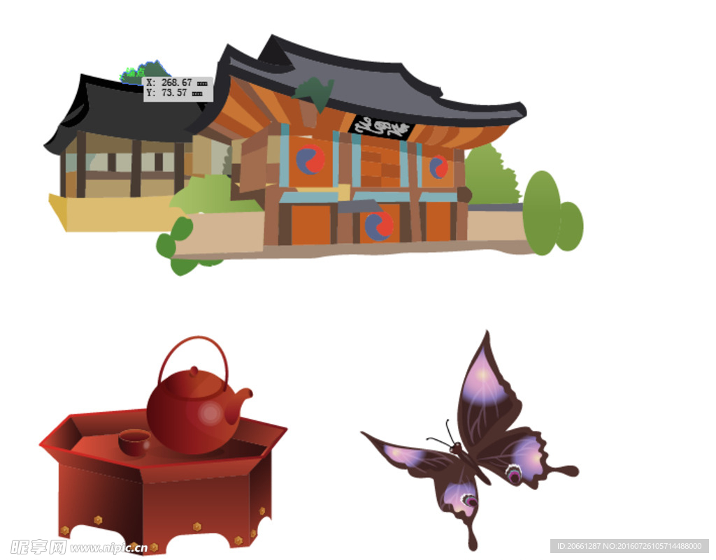 韩国房屋 水壶 蝴蝶