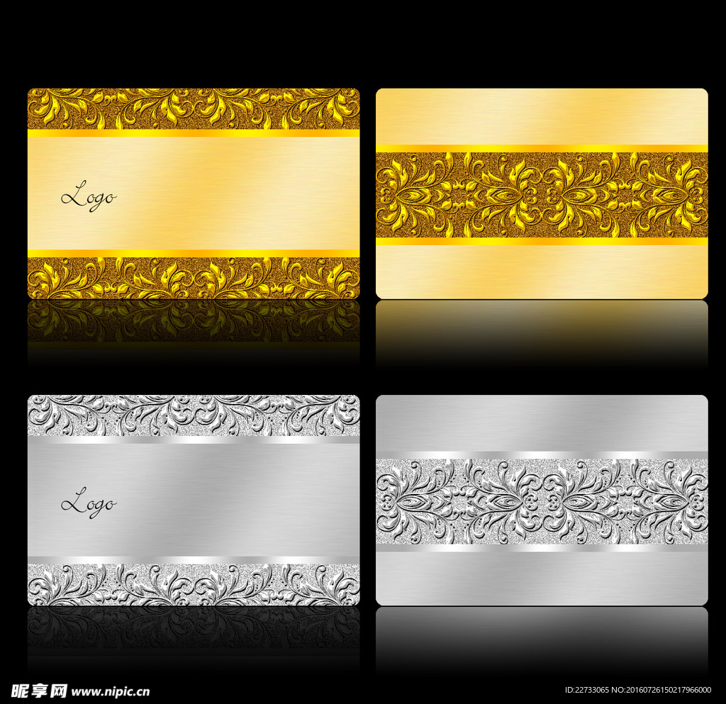 金属花纹名片模板