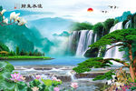 流水生财中式背景墙