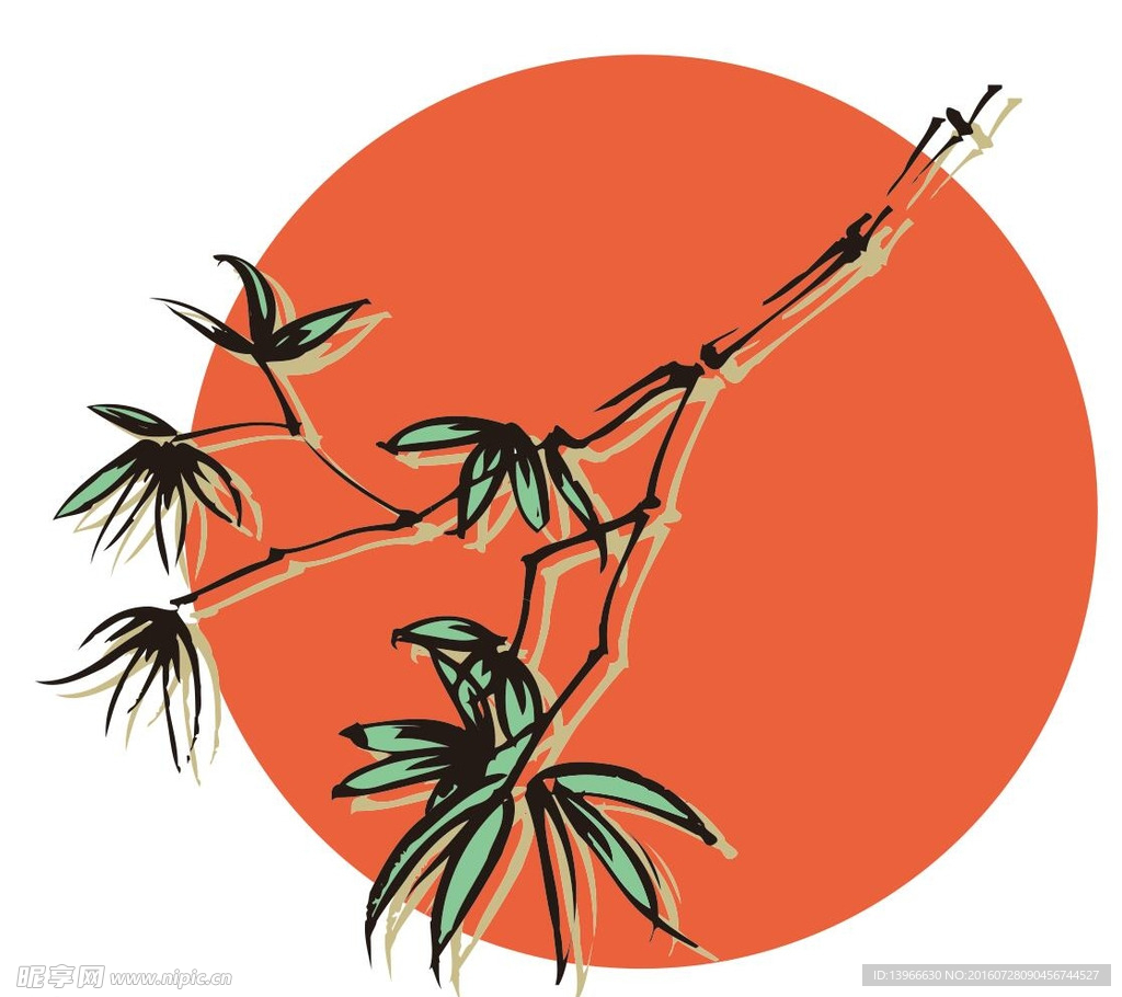 竹子图片手绘插画下载-植物手绘插画-设计素材-找图网