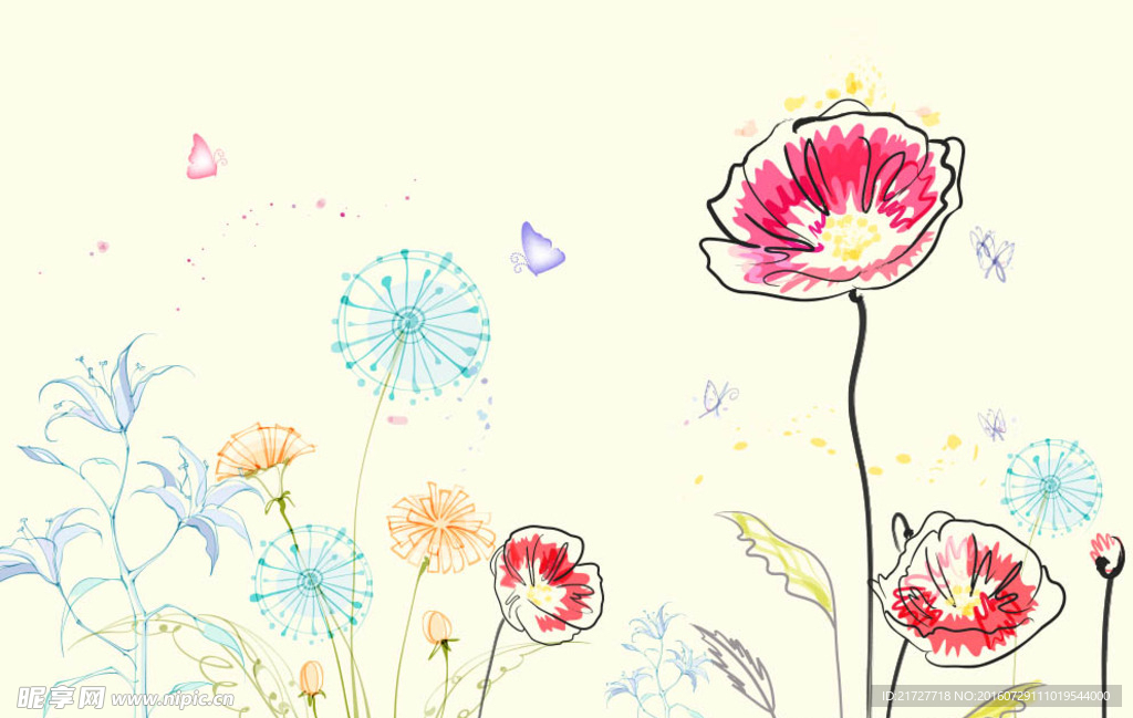 现代简约卡通花壁纸