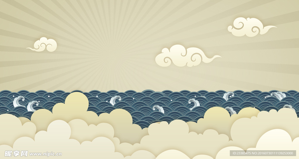卡通海天空