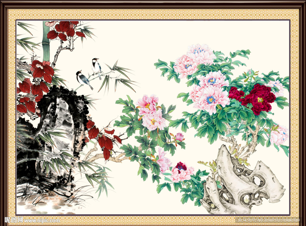 牡丹花鸟