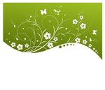 绿色卷曲花纹线条矢量素材