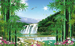 竹子瀑布背景