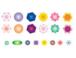 异形纽扣 太阳花 圆 矢量图