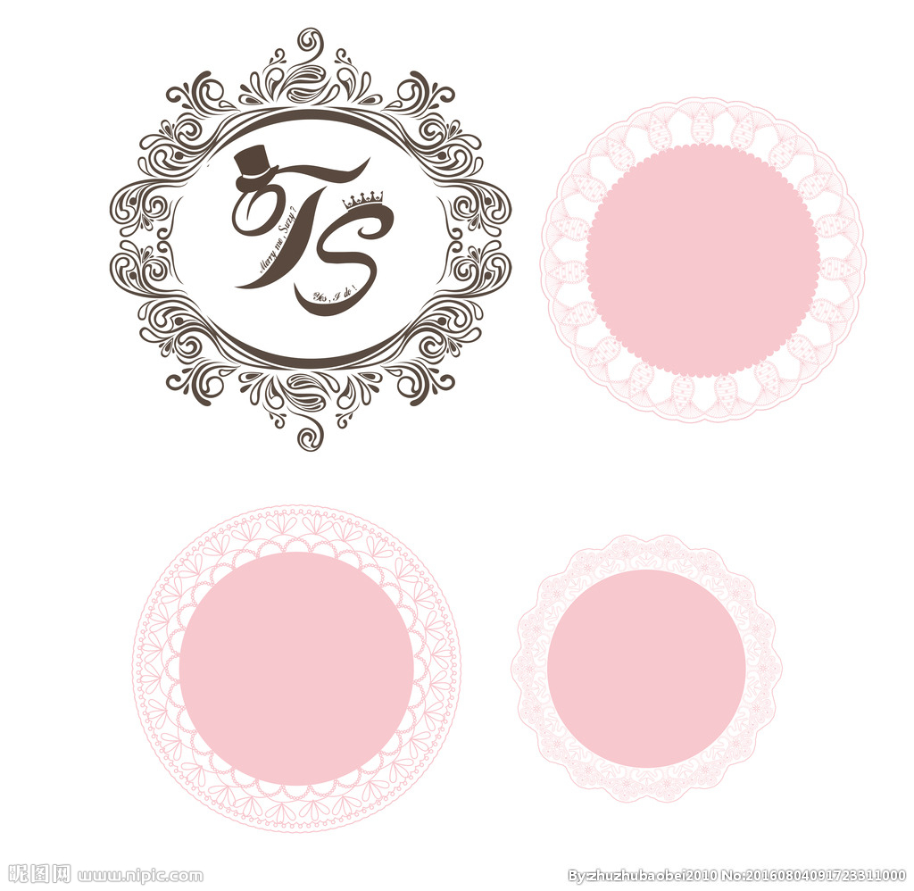 婚庆logo 圆形蕾丝花纹