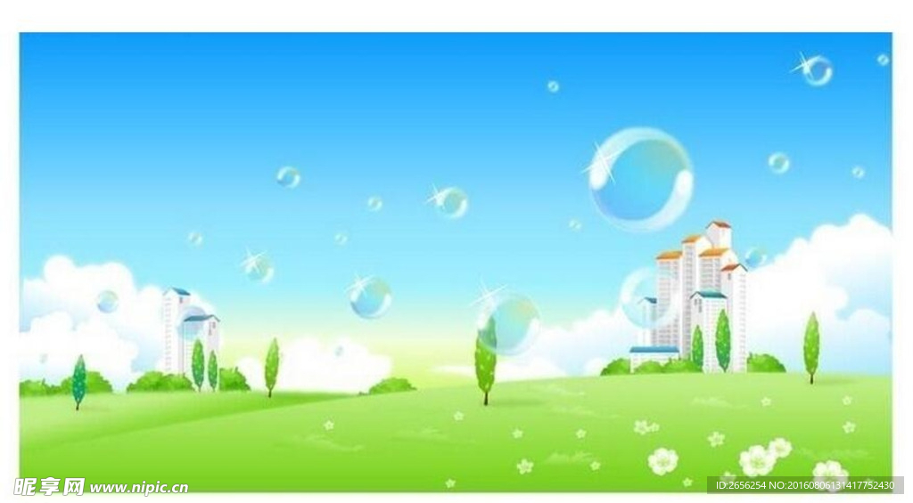 气泡梦幻矢量卡通风景