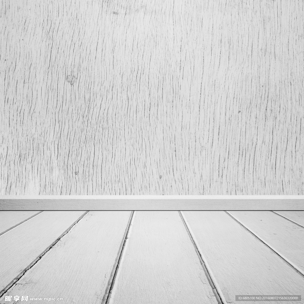 空间白色木纹地板水泥墙面