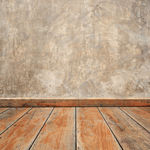 空间彩色木纹地板水泥墙面背景底