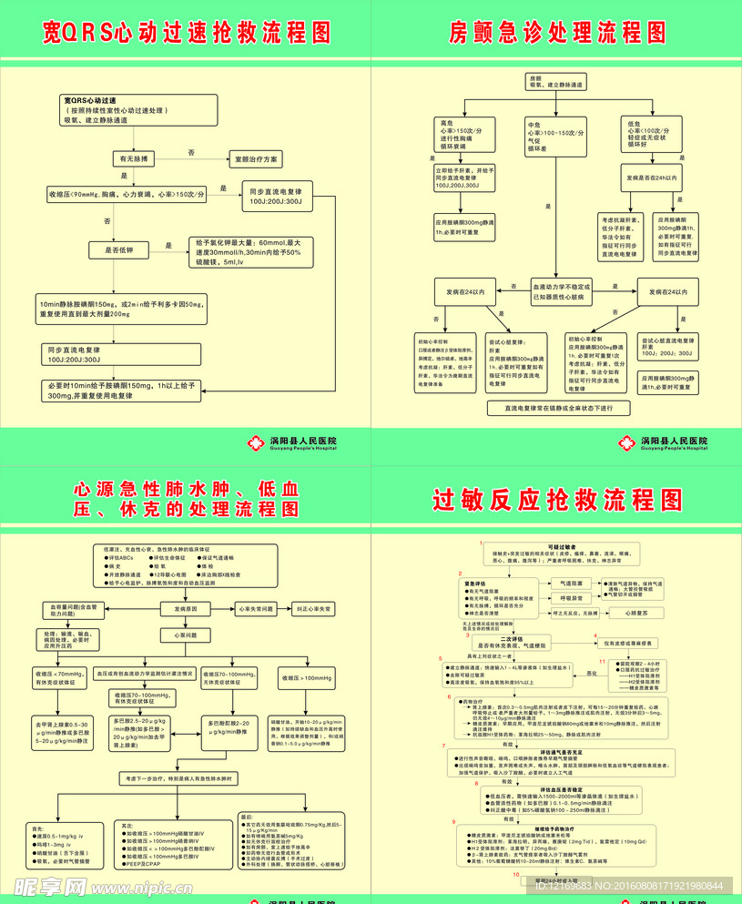 过敏反应抢救流程图 房颤急诊等