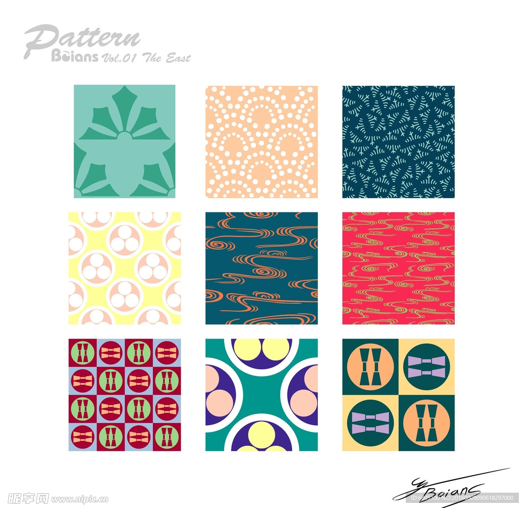 九款花纹线条背景底纹