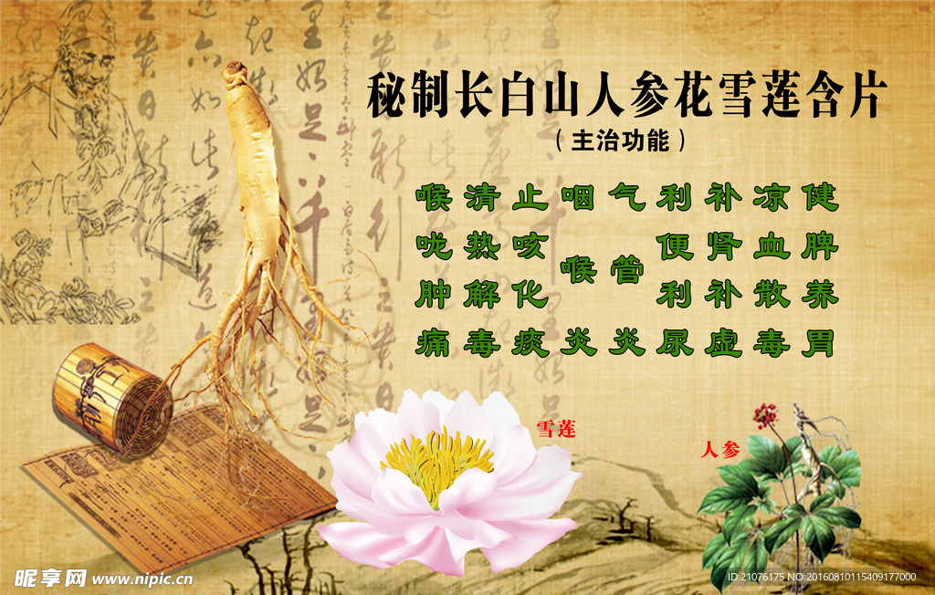 秘制长白山人参花雪莲含片